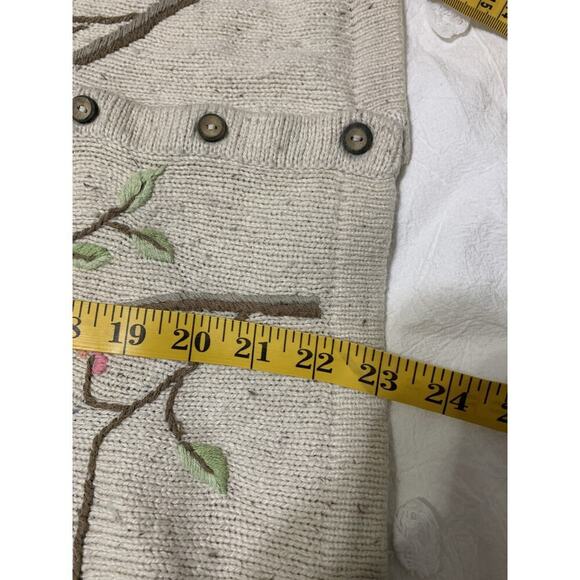 Crazy Horse-Liz Claiborne Silk Wool Embroidered Cardigan-Sz XL-Grandma-Retro - Picture 5 of 9
